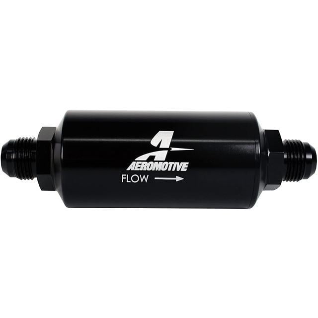 Aeromotive 6an Inline Fuel Filter 100 Micron 2in OD Black Aeromotive 6an Inline Fuel Filter 100 Micron 2in OD Black