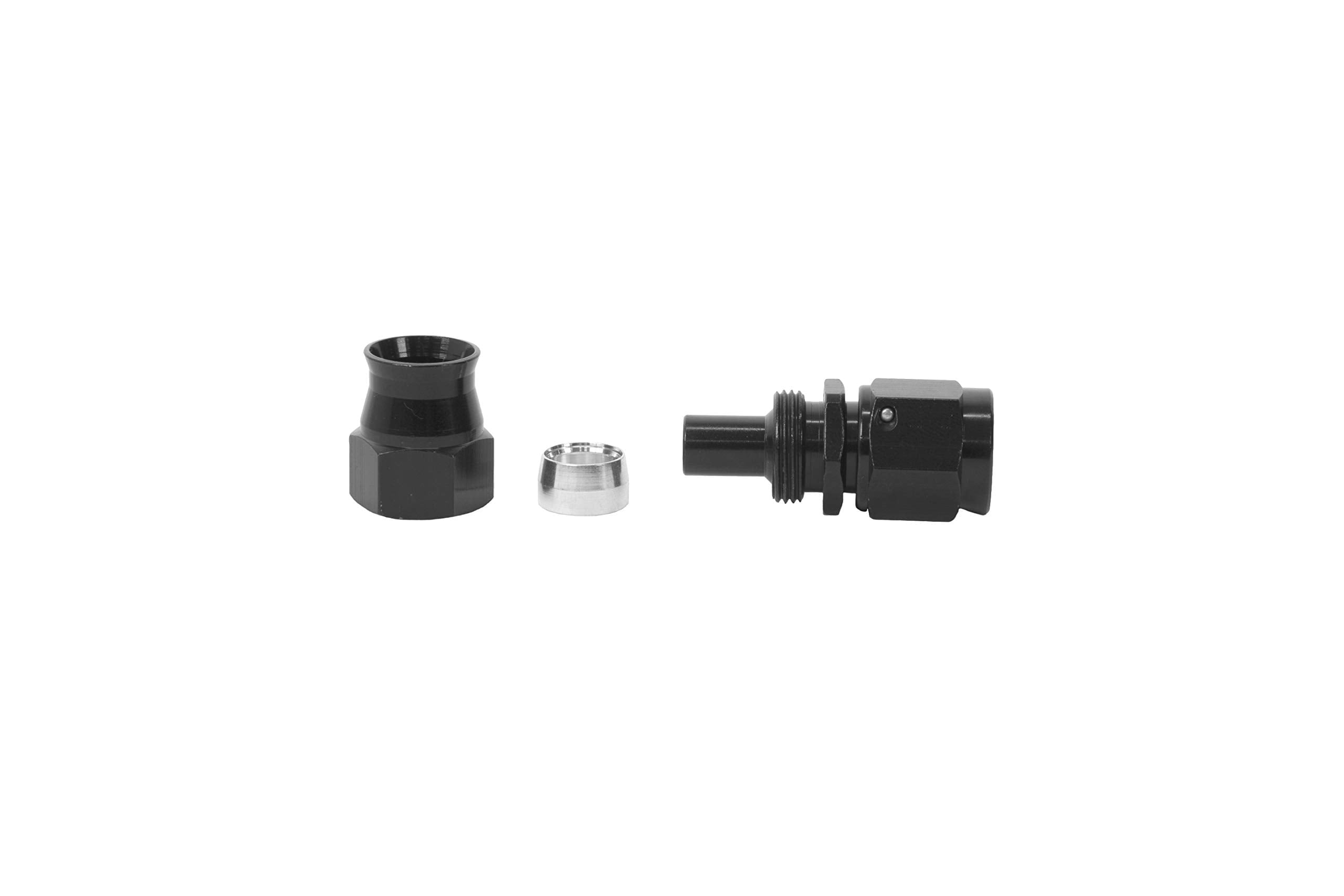 Hose End, PTFE, Black Anodized, Fitting Angle: Straight