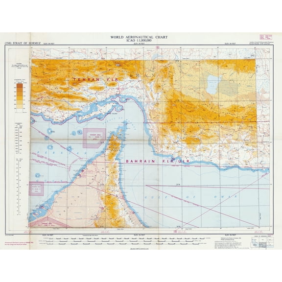 Aeronautical Chart of Strait of Hormuz Poster - Aviation Navigation Map - 1962 【Coated Paper】