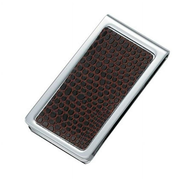 Aeropen International MC-237 PVC Snake Skin Pattern Chrome Plated Metal Money Clip in Brown
