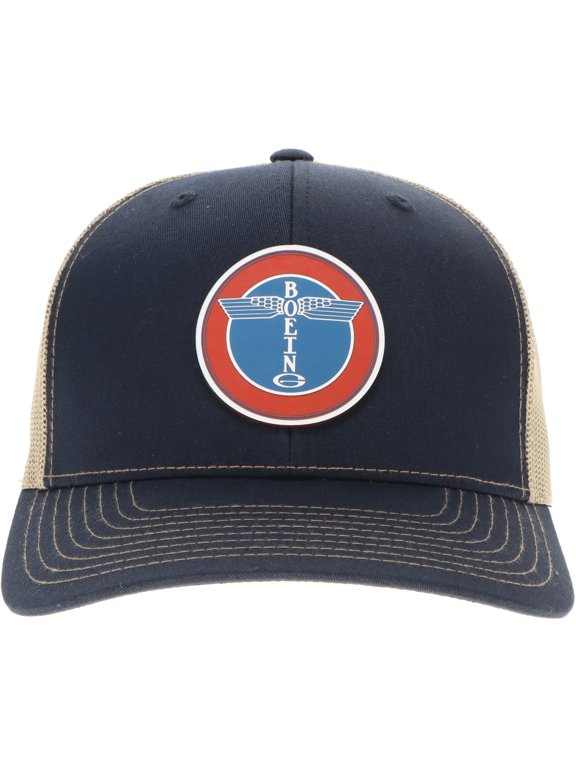 Boeing Round Logo Trucker Hat, Navy/Khaki
