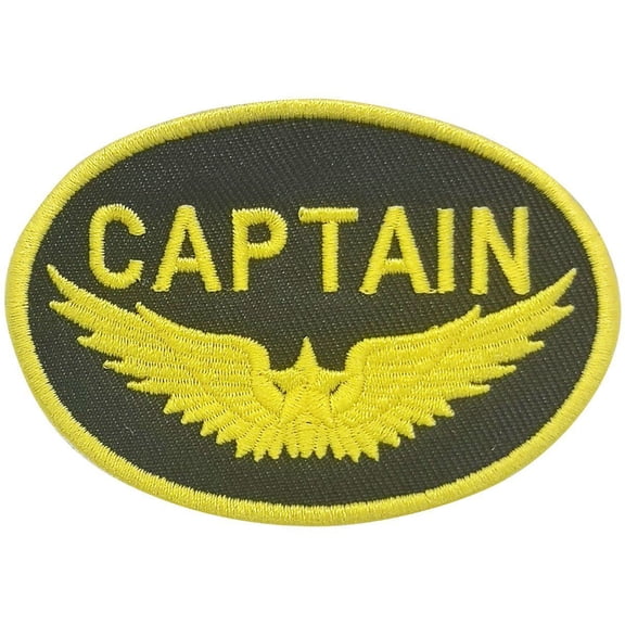 Aeroplane Apparel Company Captain Gold Wings Embroidered Iron-On Patch