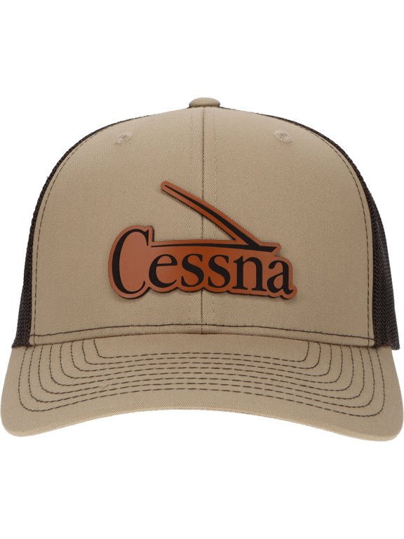 Cessna 50's & 60's Logo Trucker Hat, Khaki/Coffee