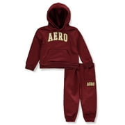 Aeropostale Baby Boys' 2-Piece Joggers Set Outfit Color: burgundy Size: 12 months