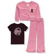 AEROPOSTALE Girls' 3-Piece Cardigan Flare Pants Set Outfit Color: pink Size: 4
