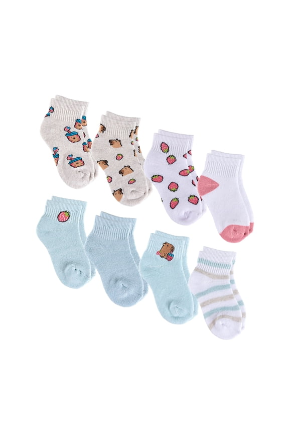 Aeropostale Girls Full Cushion Quarter Kids Socks (8-pack) – Capybara Embroidery