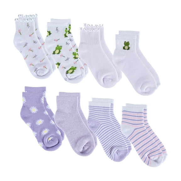 Aeropostale Girls Full Cushion Quarter Sock (8-Pack) – Frog Embroidery