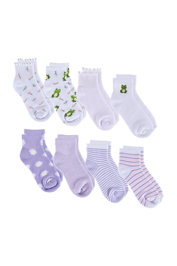 Aeropostale Girls Full Cushion Quarter Sock (8-pack) – Frog Embroidery