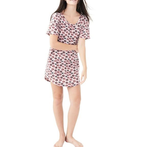 Aeropostale Juniors Lips And Eyes Pajama Shirt Dress