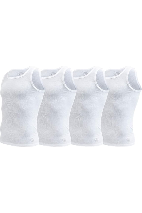 Aeropostale Mens 4-Pack White A-Shirts, Contour Fit, Size Medium