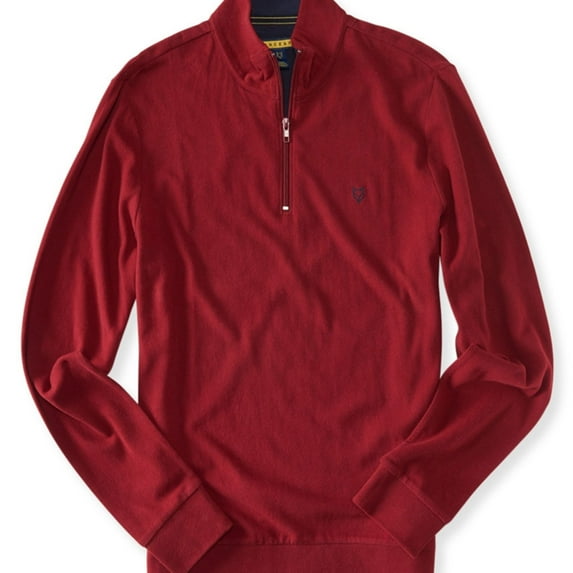 Aeropostale Mens 1/4 Zipped Sweatshirt, Red, X-Small