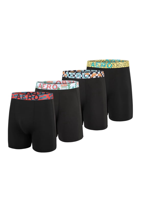 Aeropostale Mens Boxer Briefs 4 Pack Poly Spandex Performance Boxer Briefs Underwear(Black/Black/Black/Black, Small)