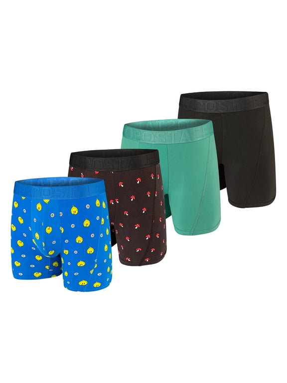 Aeropostale Mens Boxer Briefs Poly Spandex Performance Brushed Microfiber Ultra Soft Fly-less Support Boxer Briefs Underwear(Blue/Black/Teal/Black, Medium)