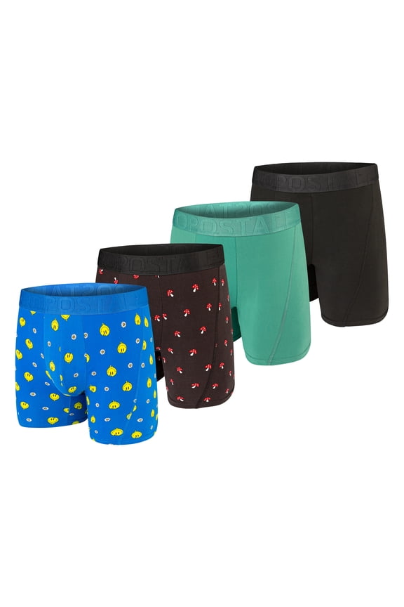 Aeropostale Mens Boxer Briefs Poly Spandex Performance Brushed Microfiber Ultra Soft Fly-less Support Boxer Briefs Underwear(Blue/Black/Teal/Black, Medium)