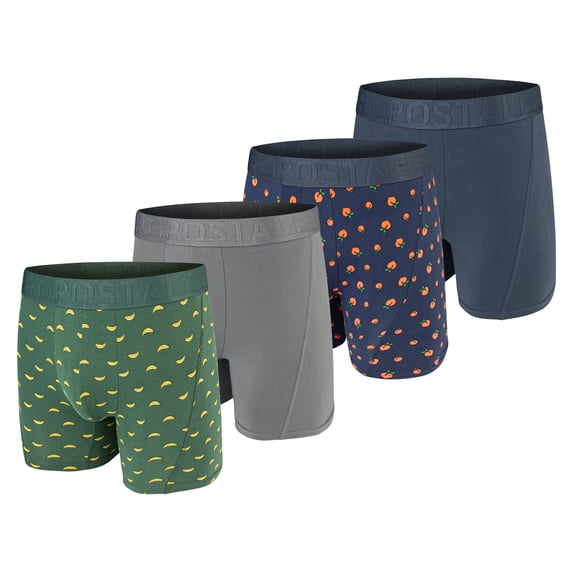 Aeropostale Mens Boxer Briefs Poly Spandex Performance Brushed Microfiber Ultra Soft Fly-less Support Boxer Briefs Underwear(Green/Grey/Navy/Navy, Large)