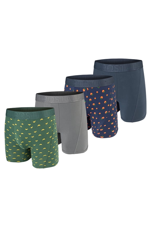 Aeropostale Mens Boxer Briefs Poly Spandex Performance Brushed Microfiber Ultra Soft Fly-less Support Boxer Briefs Underwear(Green/Grey/Navy/Navy, X-Large)