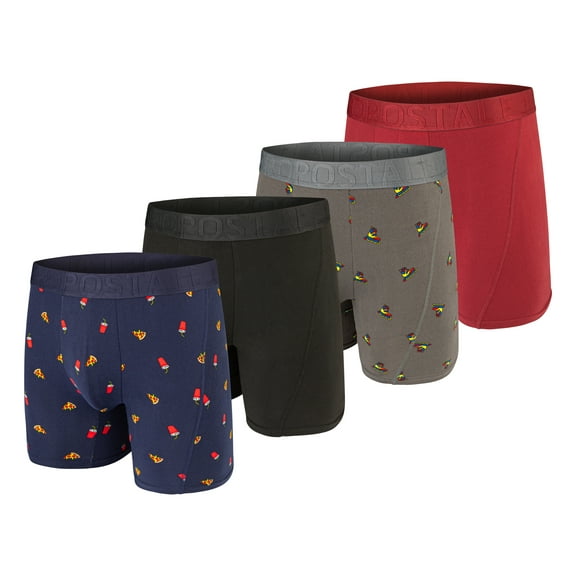 Aeropostale Mens Boxer Briefs Poly Spandex Performance Brushed Microfiber Ultra Soft Fly-less Support Boxer Briefs Underwear(Navy/Black/Grey/Red, Medium)