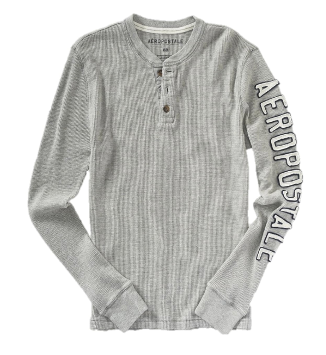 Aeropostale Mens Long Sleeve Henley Thermal Waffle T-shirt, Warm