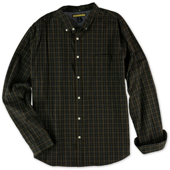 Aeropostale Mens Plaid Button Up Shirt, Brown, Small