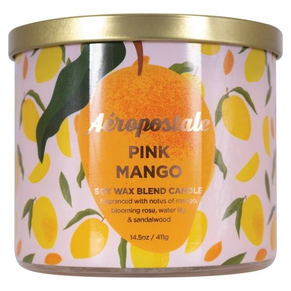 Aeropostale Pink Mango Candle, Soy Wax Blend 14.5 oz