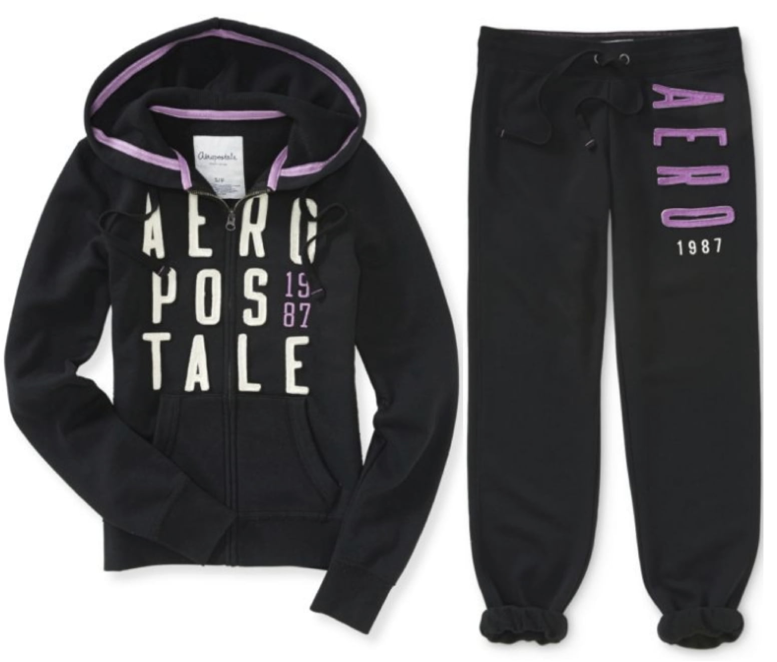 Aeropostale Women's Hoodie and Sweat Pants Set Aero Logo Aeropostale Women's Hoodie and Sweat Pants Set Aero Logo