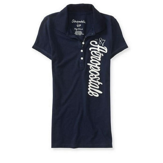 Aeropostale Women's Polo Shirt Vertical Script Embroidered Logo