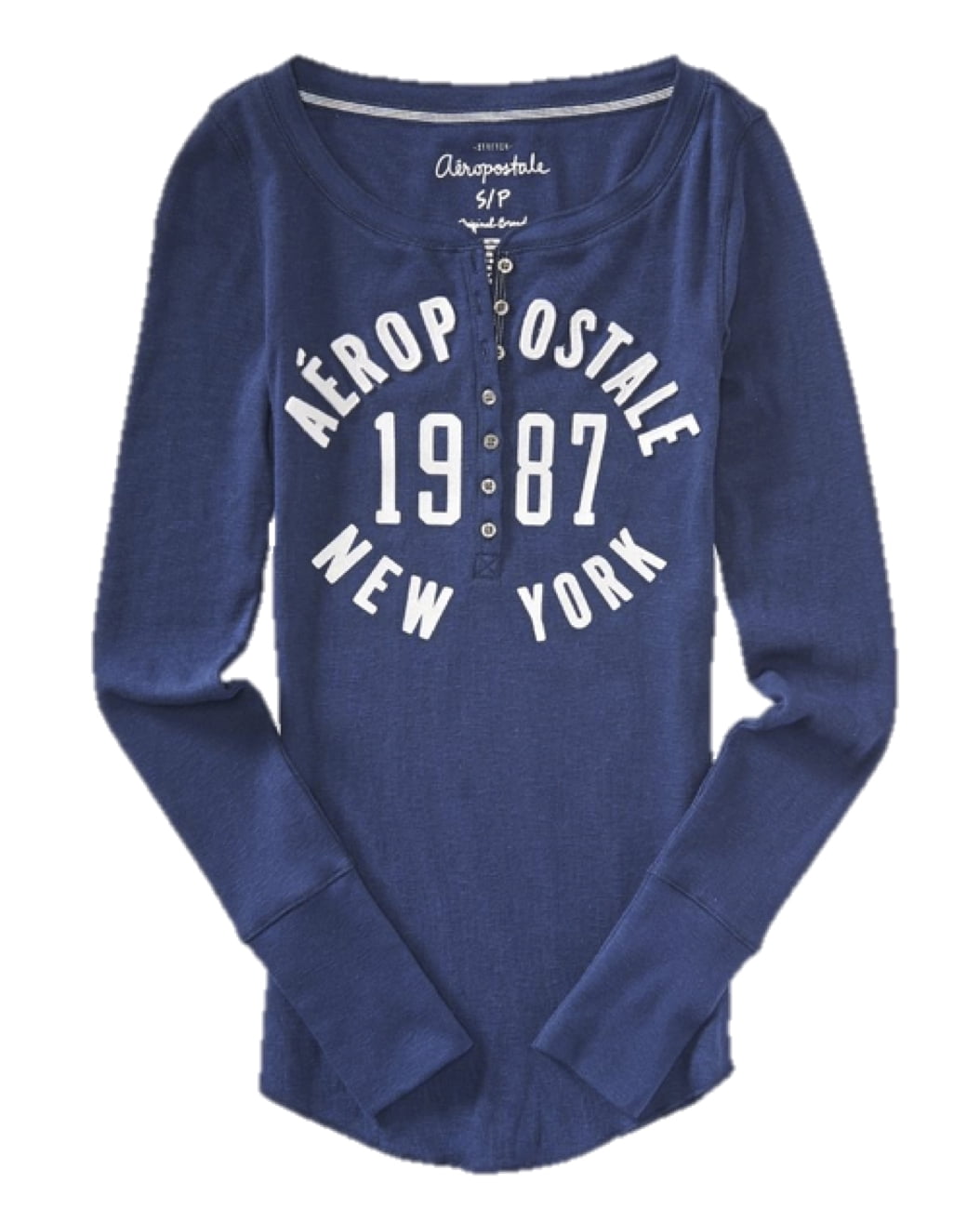 Aeropostale Womens 1987 New York Thermal Henley Shirt - Walmart.com