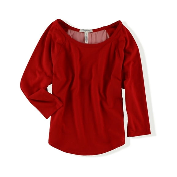 Aeropostale Womens 3/4 Sleeve Hybrid Embellished T-Shirt, Red, Juniors, Medium