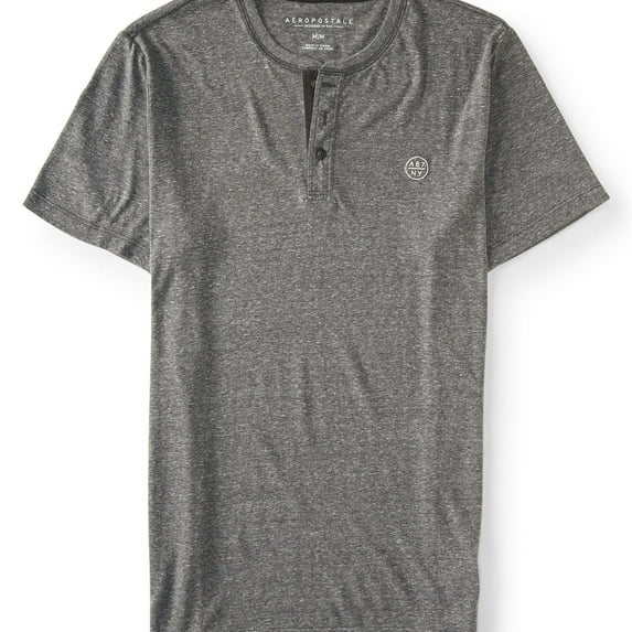 Aeropostale Womens A87 NY Henley Shirt, Grey, Juniors, Small