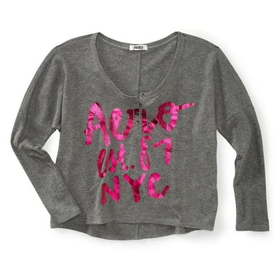 Aeropostale Womens Aero Est. 87 Nyc Thermal Sweater, Grey, Juniors, Large