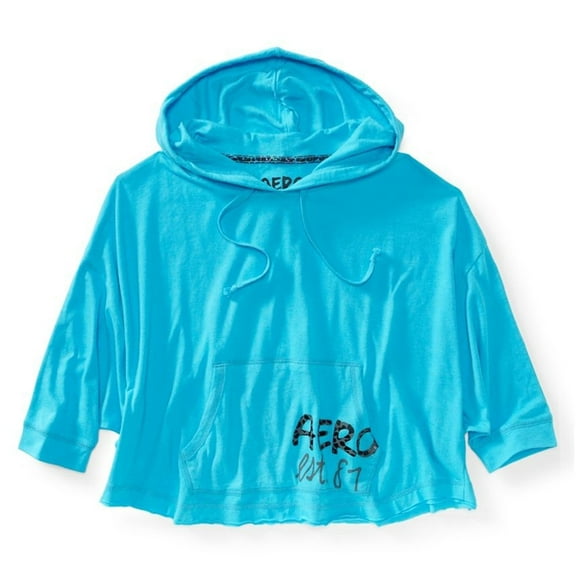 Aeropostale Womens Animal Hooded Hoodie Sweatshirt, Blue, Juniors, Medium