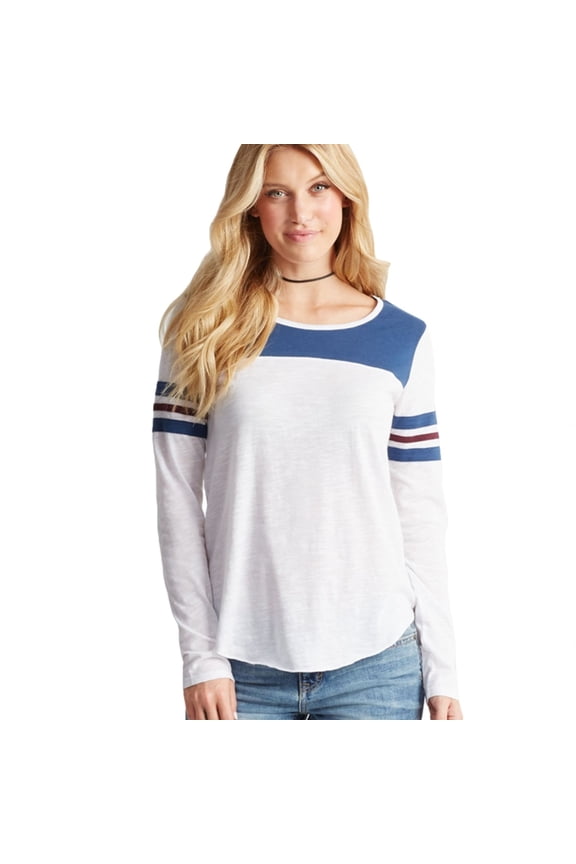 Aeropostale Womens Athletic Embellished T-Shirt, White, Juniors, Medium