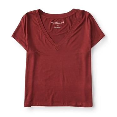 Aeropostale Womens Baby Basic T-Shirt, Brown, Juniors, Medium