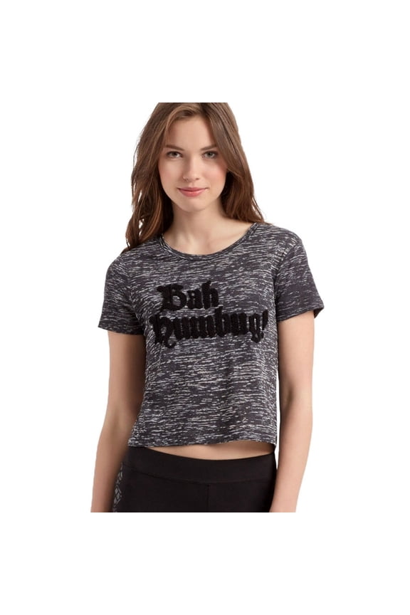 Aeropostale Womens Bah Humbug Embellished T-Shirt, Black, Juniors, Large