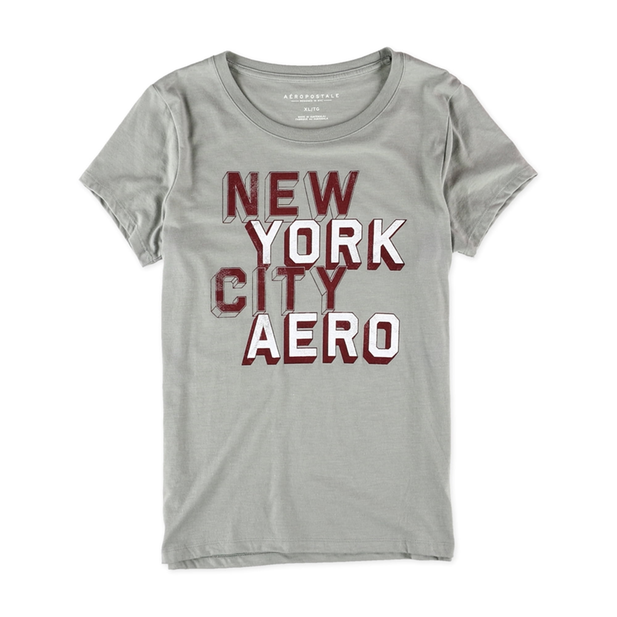 Aeropostale Womens Block New York City Graphic T-Shirt, Grey