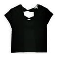 thumbnail image 1 of Aeropostale Womens Bow-Tie Cropped Embellished T-Shirt, Black, Juniors, X-Small, 1 of 2