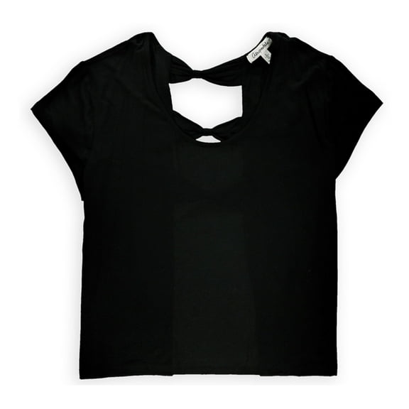 Aeropostale Womens Bow-Tie Cropped Embellished T-Shirt, Black, Juniors, X-Small