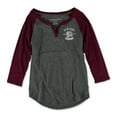 thumbnail image 1 of Aeropostale Womens Brooklyn Tiger Henley Shirt, Grey, Juniors, X-Small, 1 of 1
