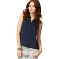 thumbnail image 1 of Aeropostale Womens Button Down Chiffon Tank Top, Blue, Juniors, Small, 1 of 1
