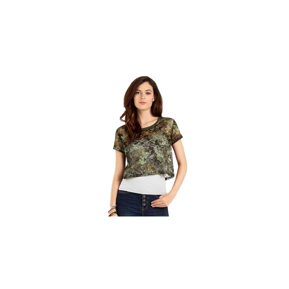 Aeropostale Womens Camo Lace Graphic T-Shirt, Green, Juniors, X-Small