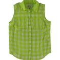 thumbnail image 1 of Aeropostale Womens Checkered Chiffon Tank Top, Green, Juniors, Medium, 1 of 1