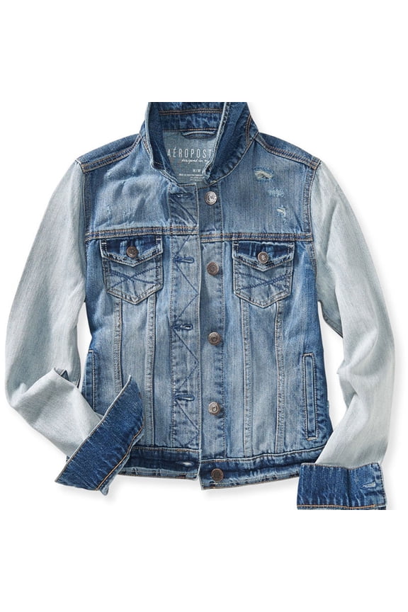 Aeropostale Womens Classic Cropped Denim Vest, Blue, Juniors, X-Small