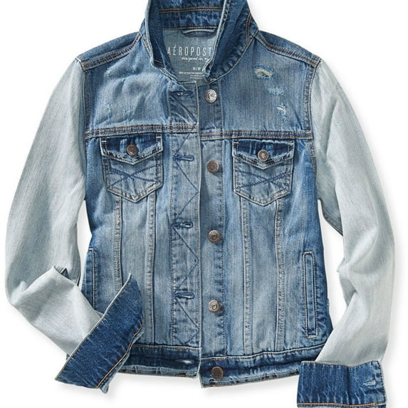 Aeropostale Womens Classic Cropped Denim Vest, Blue, Juniors, X-Small