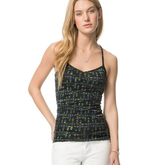 Aeropostale Womens Color Print Cami Tank Top, Black, Juniors, X-Small