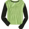 thumbnail image 1 of Aeropostale Womens Colorblocked Sleeve Crew Knit Sweater, Green, Juniors, Large, 1 of 1