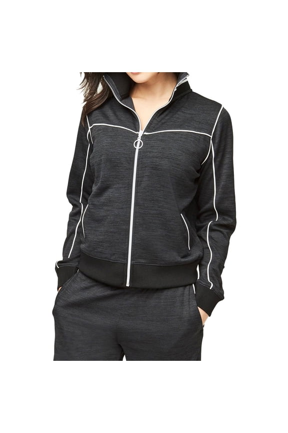 Aeropostale Womens Contrast Mock Neck Track Jacket, Black, Juniors, X-Small