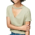 thumbnail image 1 of Aeropostale Womens Crop Choker Basic T-Shirt, Green, Juniors, X-Small, 1 of 1