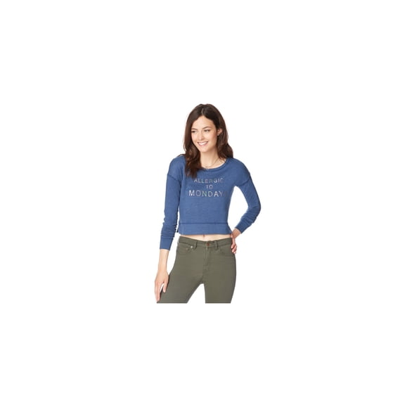 Aeropostale Womens Crop Pullover Sweater, Blue, Juniors, X-Large