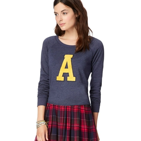 Aeropostale Womens Cropped A Pullover Sweater, Blue, Small