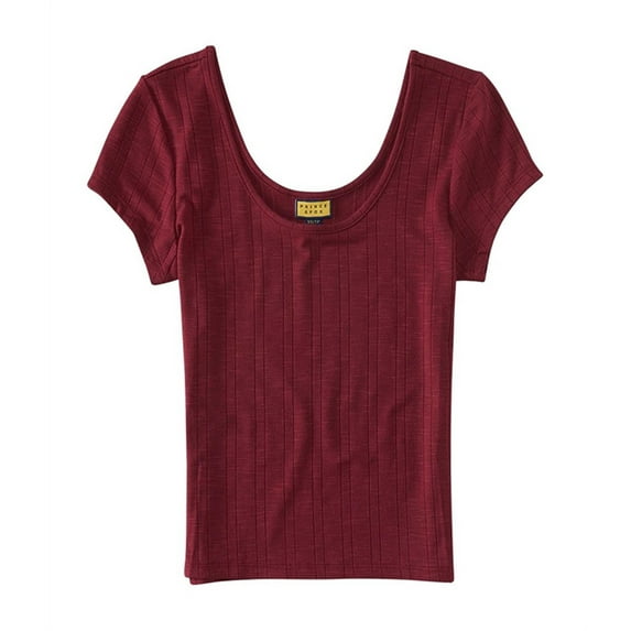 Aeropostale Womens Cropped Basic T-Shirt, Red, Medium